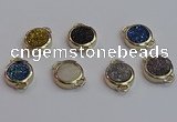 NGC5832 15mm coin plated druzy agate connectors wholesale