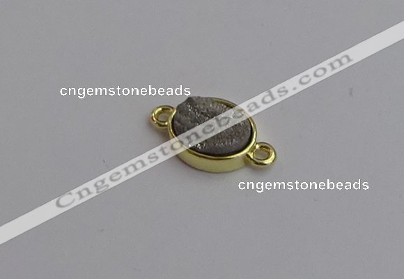 NGC5840 11*13mm oval plated druzy agate connectors wholesale