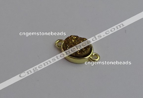 NGC5841 11*13mm oval plated druzy agate connectors wholesale