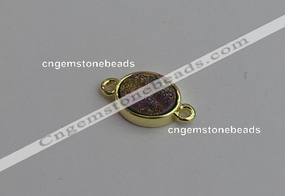 NGC5842 11*13mm oval plated druzy agate connectors wholesale