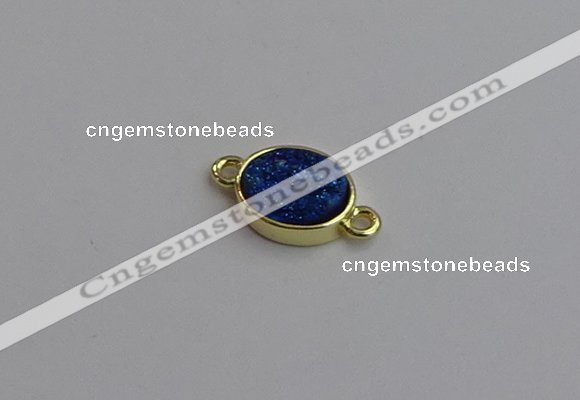 NGC5843 11*13mm oval plated druzy agate connectors wholesale