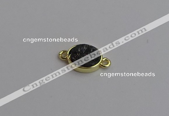 NGC5846 11*13mm oval plated druzy agate connectors wholesale