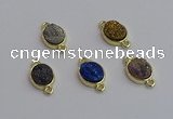 NGC5848 11*13mm oval plated druzy agate connectors wholesale