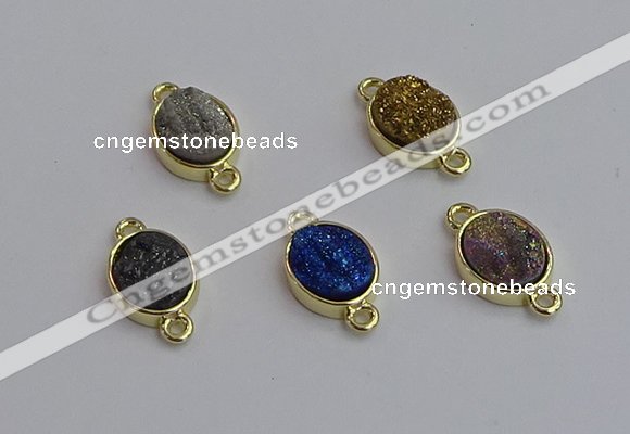 NGC5848 11*13mm oval plated druzy agate connectors wholesale