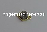 NGC5850 12*12mm hexagon plated druzy agate connectors wholesale