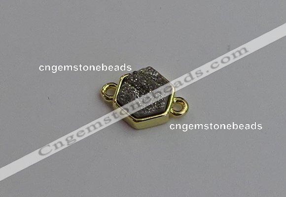 NGC5850 12*12mm hexagon plated druzy agate connectors wholesale