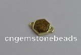 NGC5851 12*12mm hexagon plated druzy agate connectors wholesale