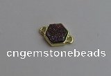 NGC5853 12*12mm hexagon plated druzy agate connectors wholesale