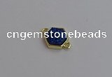 NGC5854 12*12mm hexagon plated druzy agate connectors wholesale