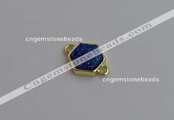 NGC5854 12*12mm hexagon plated druzy agate connectors wholesale