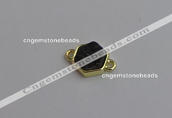 NGC5857 12*12mm hexagon plated druzy agate connectors wholesale