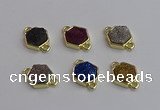 NGC5858 12*12mm hexagon plated druzy agate connectors wholesale