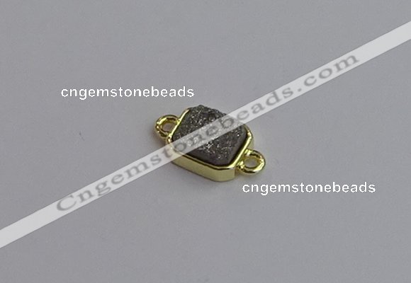 NGC5860 10*12mm rectangle plated druzy agate connectors wholesale