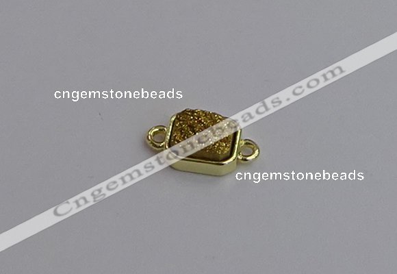 NGC5861 10*12mm rectangle plated druzy agate connectors wholesale