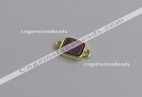 NGC5863 10*12mm rectangle plated druzy agate connectors wholesale