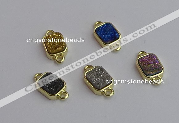 NGC5868 10*12mm rectangle plated druzy agate connectors wholesale