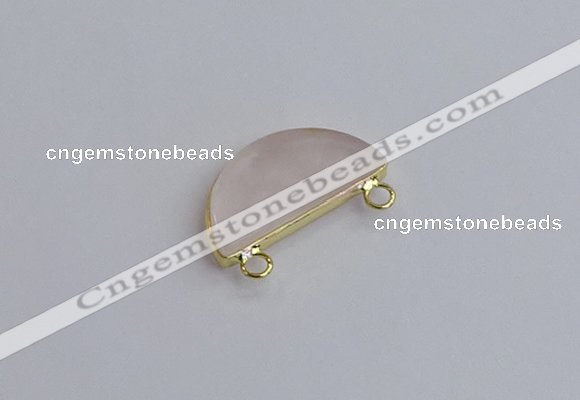 NGC5901 13*26mm moon rose quartz connectors wholesale