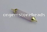 NGC5942 8*40mm tube rose quartz connectors wholesale