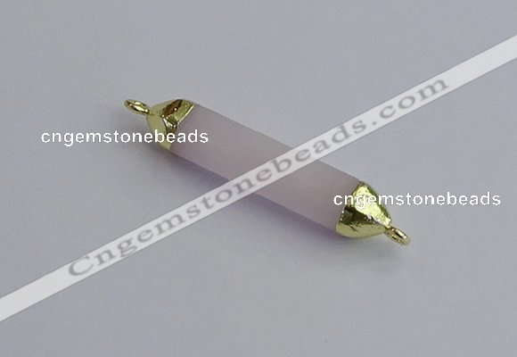 NGC5942 8*40mm tube rose quartz connectors wholesale