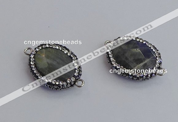 NGC5960 18*22mm faceted oval labradorite connectors wholesale