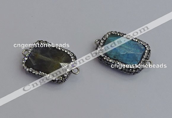 NGC5961 18*22mm faceted rectangle labradorite connectors wholesale