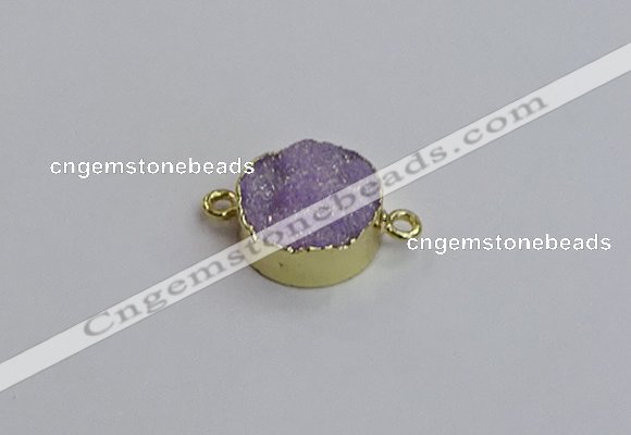 NGC5965 15mm coin plated druzy agate connectors wholesale