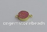 NGC5966 15mm coin plated druzy agate connectors wholesale