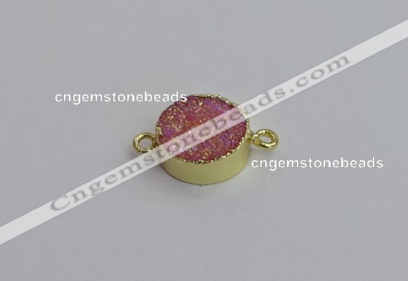 NGC5966 15mm coin plated druzy agate connectors wholesale