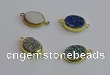 NGC5975 15*20mm oval plated druzy agate connectors wholesale