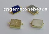 NGC5979 15*20mm rectangle plated druzy agate connectors wholesale