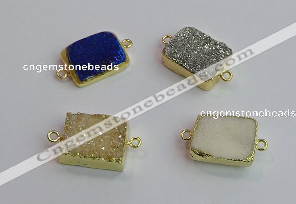 NGC5979 15*20mm rectangle plated druzy agate connectors wholesale