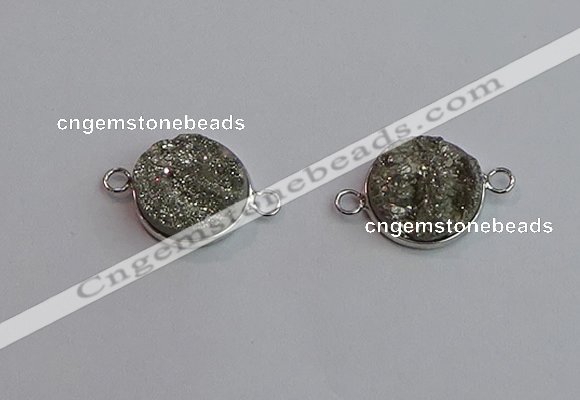 NGC5981 15mm coin plated druzy agate connectors wholesale