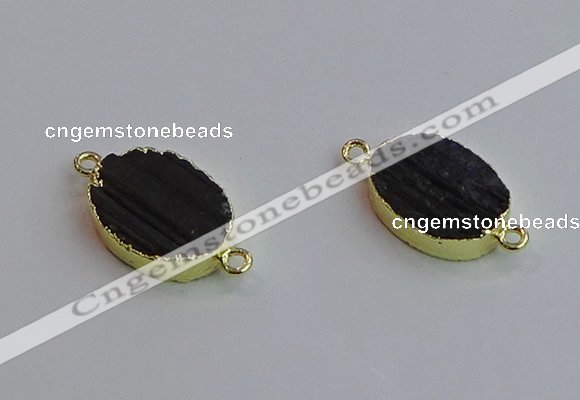 NGC5983 15*20mm oval black tourmaline connectors wholesale