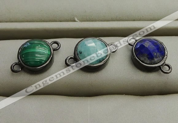 NGC5990 12mm coin mixed gemstone connectors wholesale