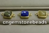 NGC5995 11*11mm square mixed gemstone connectors wholesale