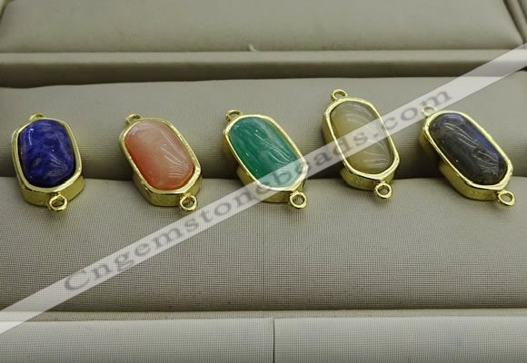 NGC5998 10*16mm oval mixed gemstone connectors wholesale