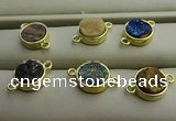 NGC6000 12mm coin plated druzy agate connectors wholesale