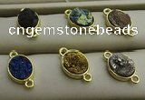 NGC6001 10*14mm oval plated druzy agate connectors wholesale