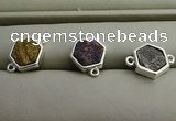 NGC6007 12*12mm hexagon plated druzy agate connectors wholesale