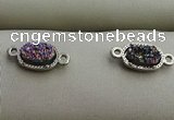 NGC6012 5*8mm oval plated druzy agate connectors wholesale