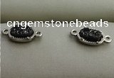 NGC6014 5*8mm oval plated druzy agate connectors wholesale