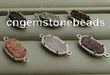 NGC6015 5*8mm oval plated druzy agate connectors wholesale