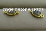 NGC6019 5*8mm oval plated druzy agate connectors wholesale