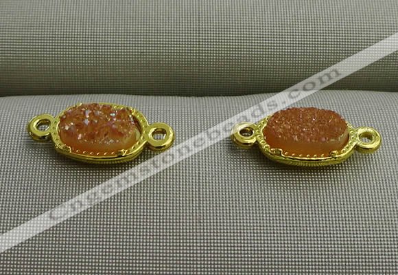 NGC6020 5*8mm oval plated druzy agate connectors wholesale