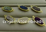 NGC6024 5*8mm oval plated druzy agate connectors wholesale