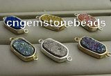NGC6026 10*16mm oval plated druzy agate connectors wholesale