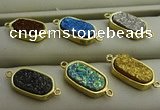 NGC6027 10*16mm oval plated druzy agate connectors wholesale