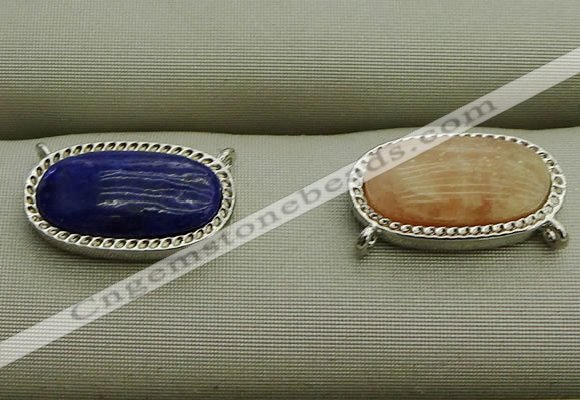 NGC6041 10*16mm oval mixed gemstone connectors wholesale