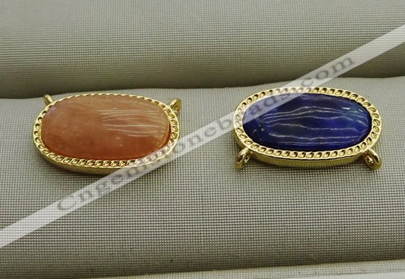 NGC6042 10*16mm oval mixed gemstone connectors wholesale