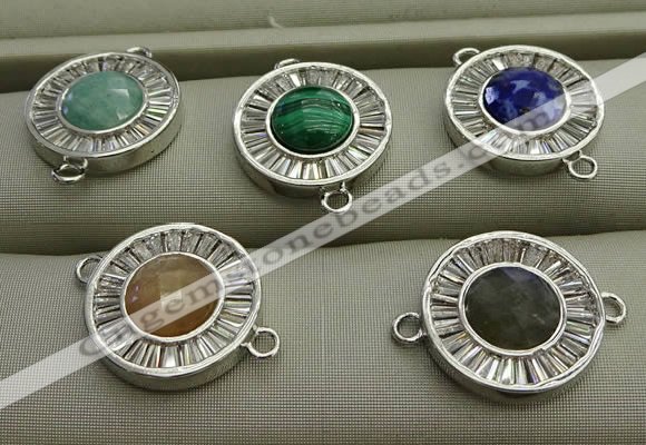 NGC6044 16mm coin mixed gemstone connectors wholesale